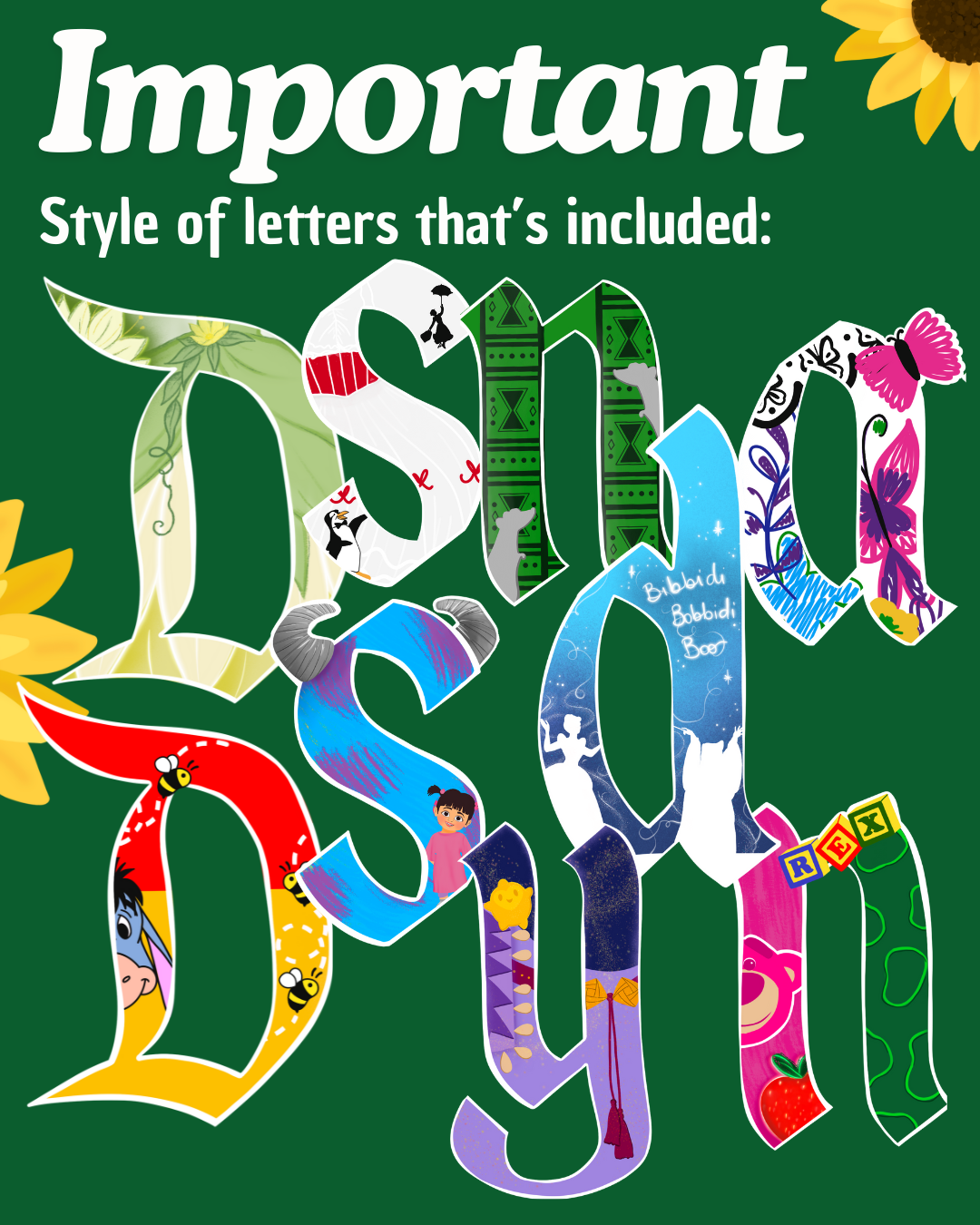 Extra detail letter custom character